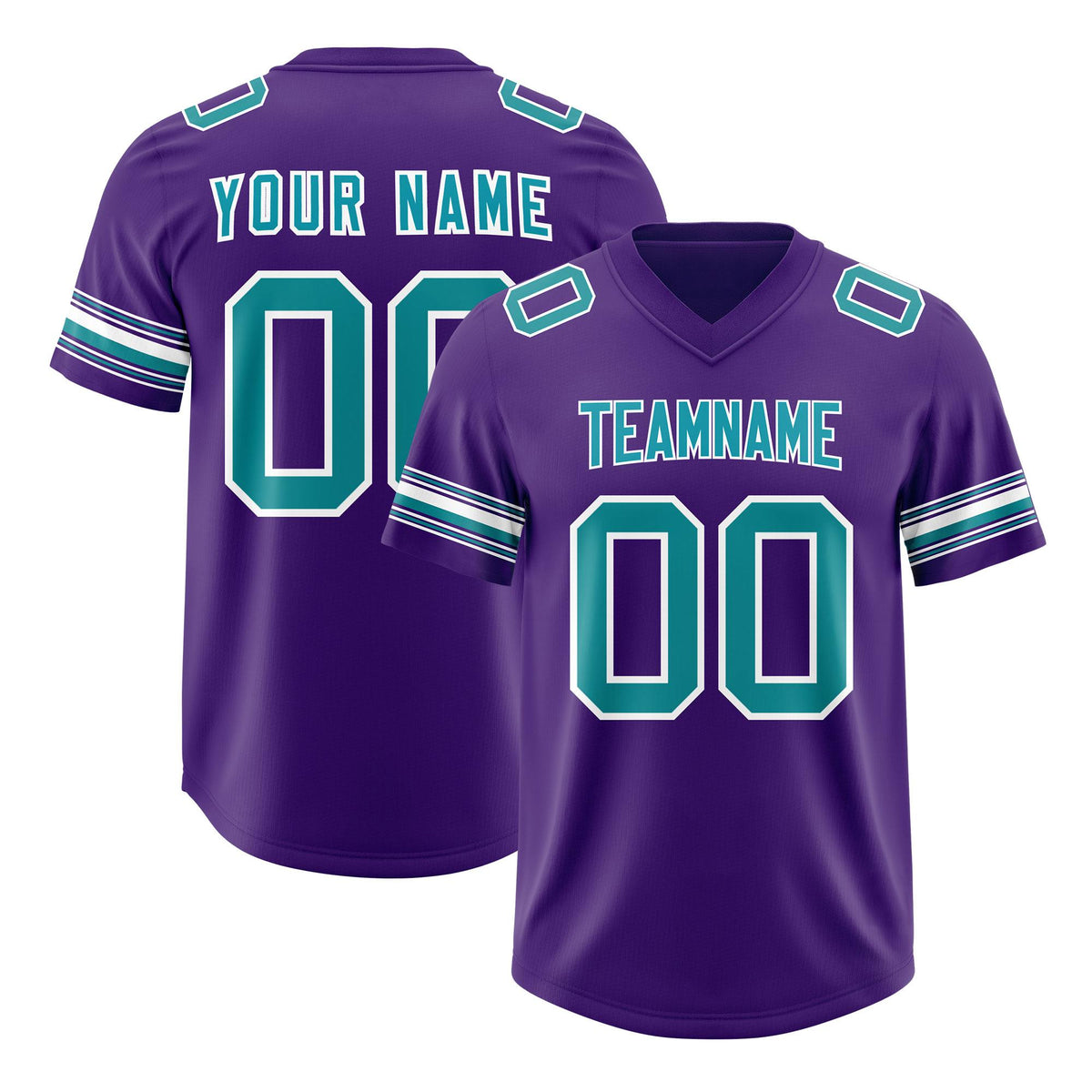 Custom Purple Aqua Retro Personalized Sleeve Line Authentic American Football Jersey