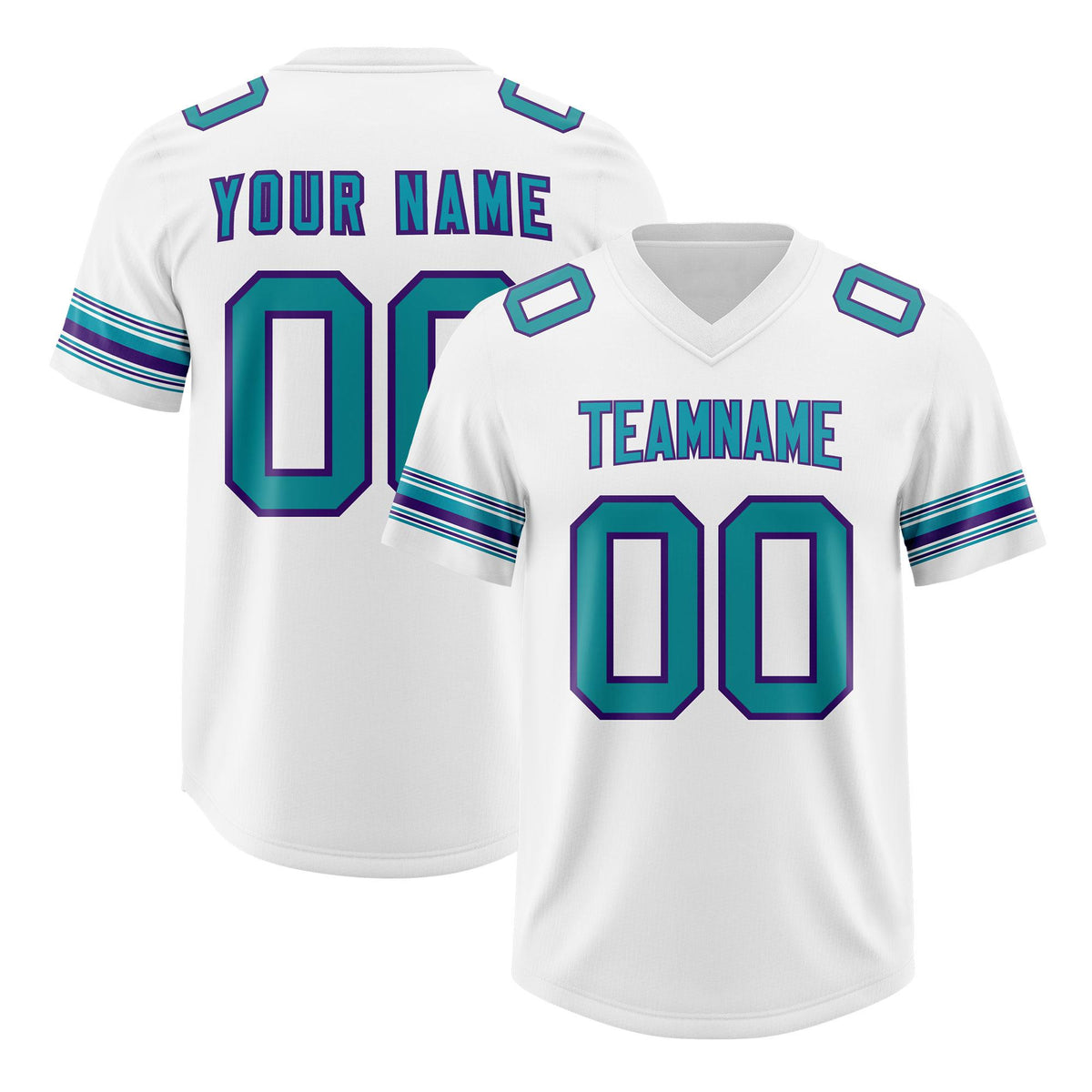 Custom White Aqua Retro Personalized Sleeve Line Authentic American Football Jersey
