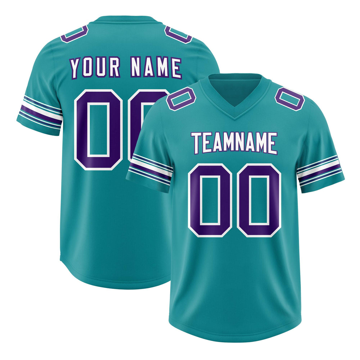 Custom Aqua Purple Retro Personalized Sleeve Line Authentic American Football Jersey