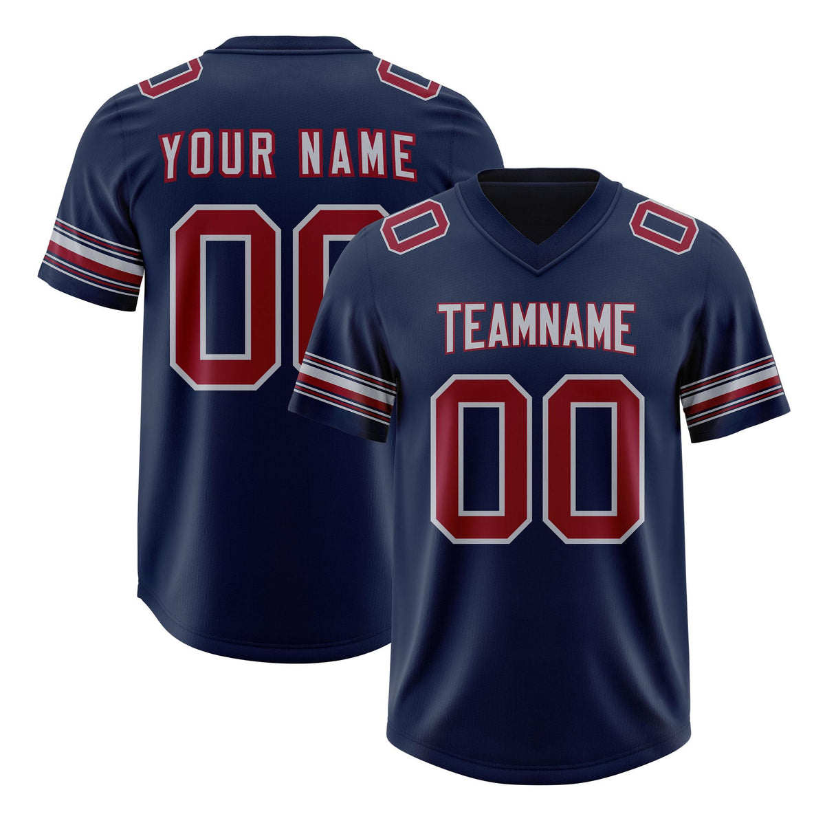 Custom Navy Red Retro Personalized Sleeve Line Authentic American Football Jersey