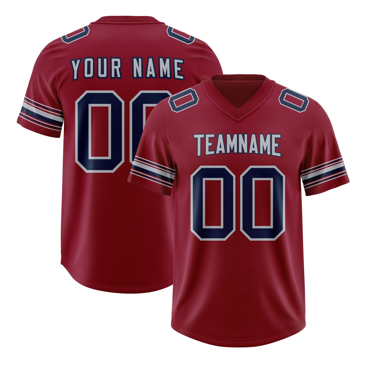 Custom Red Navy Retro Personalized Sleeve Line Authentic American Football Jersey