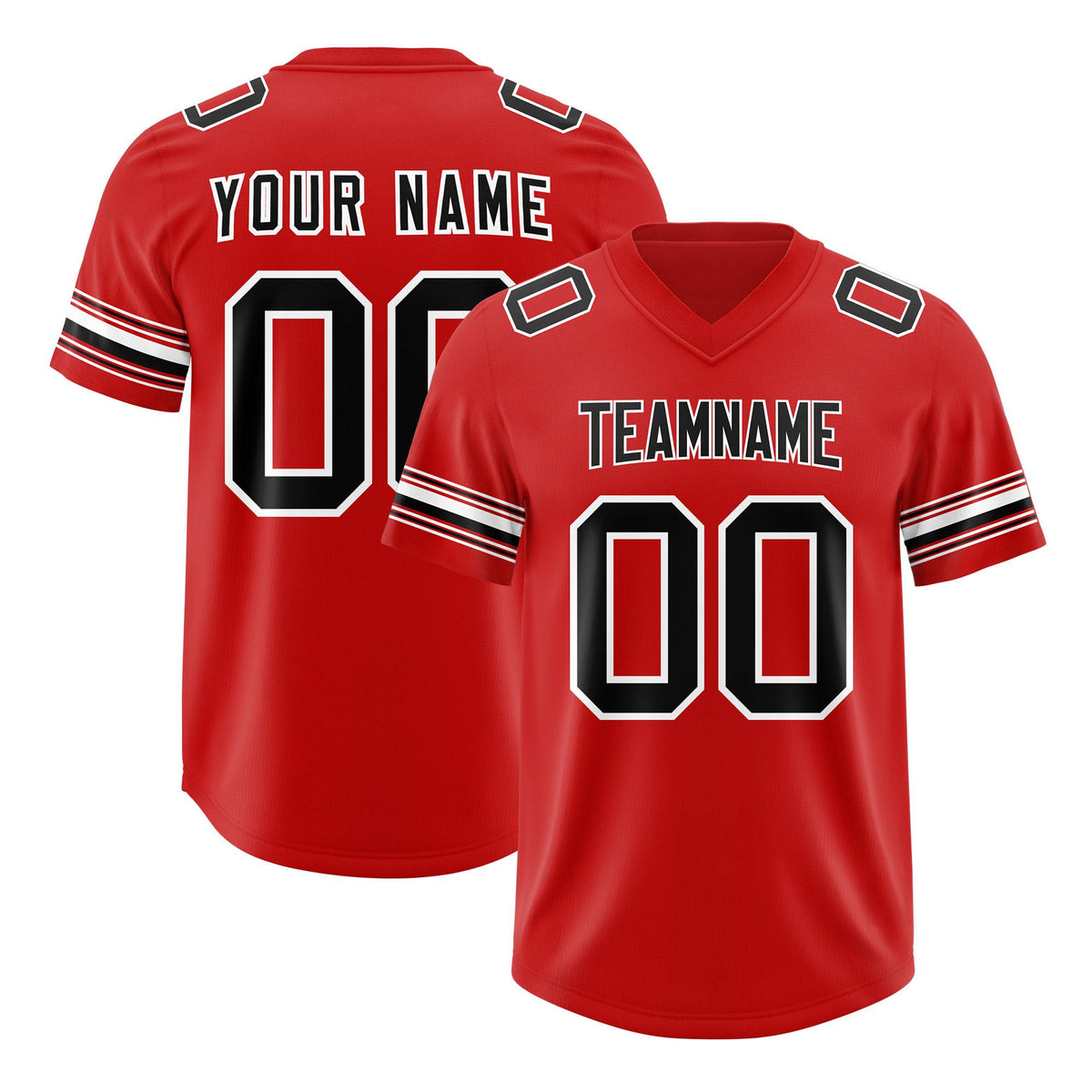Custom Red Black Retro Personalized Sleeve Line Authentic American Football Jersey