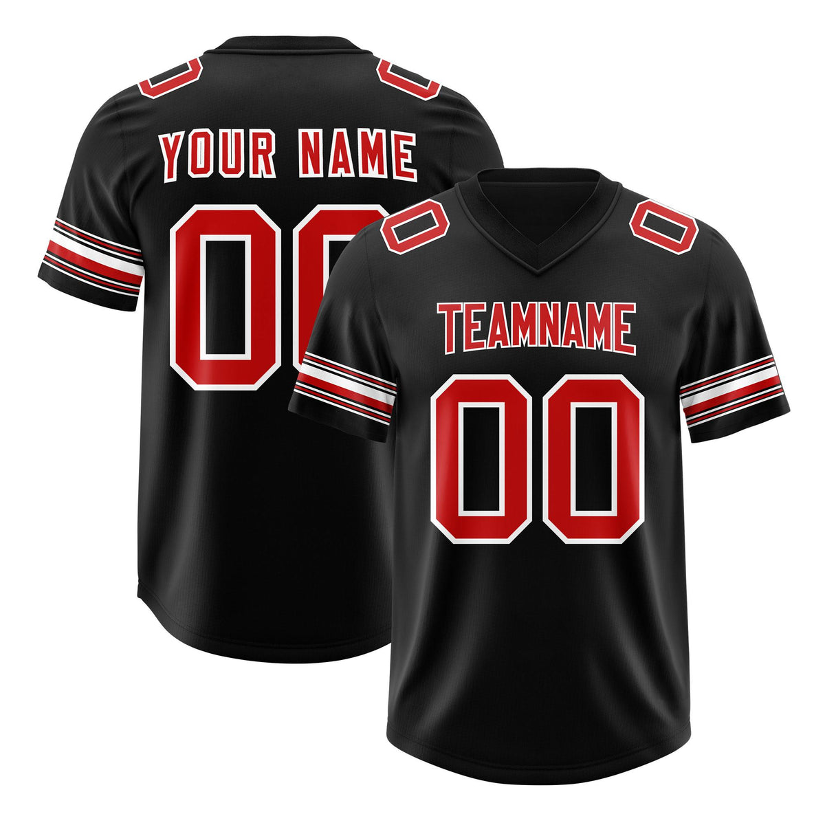 Custom Black Red Retro Personalized Sleeve Line Authentic American Football Jersey