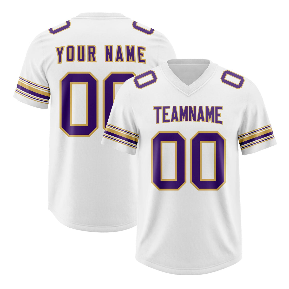 Custom White Purple Retro Personalized Sleeve Line Authentic American Football Jersey