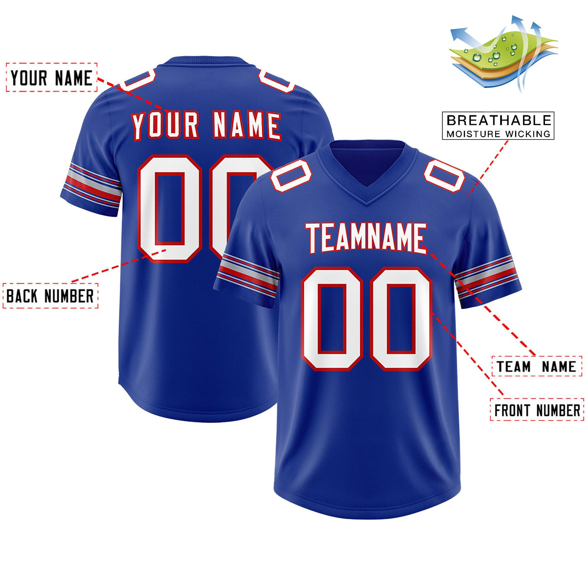 Custom Royal White Retro Personalized Sleeve Line Authentic American Football Jersey
