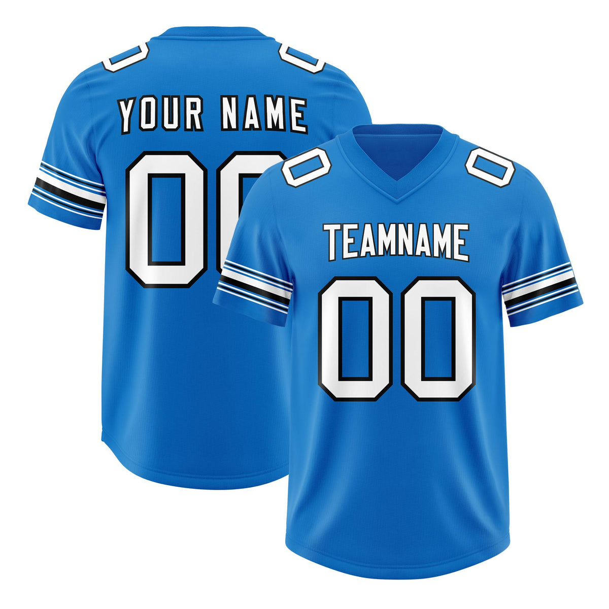 Custom Panther Blue White Retro Personalized Sleeve Line Authentic American Football Jersey