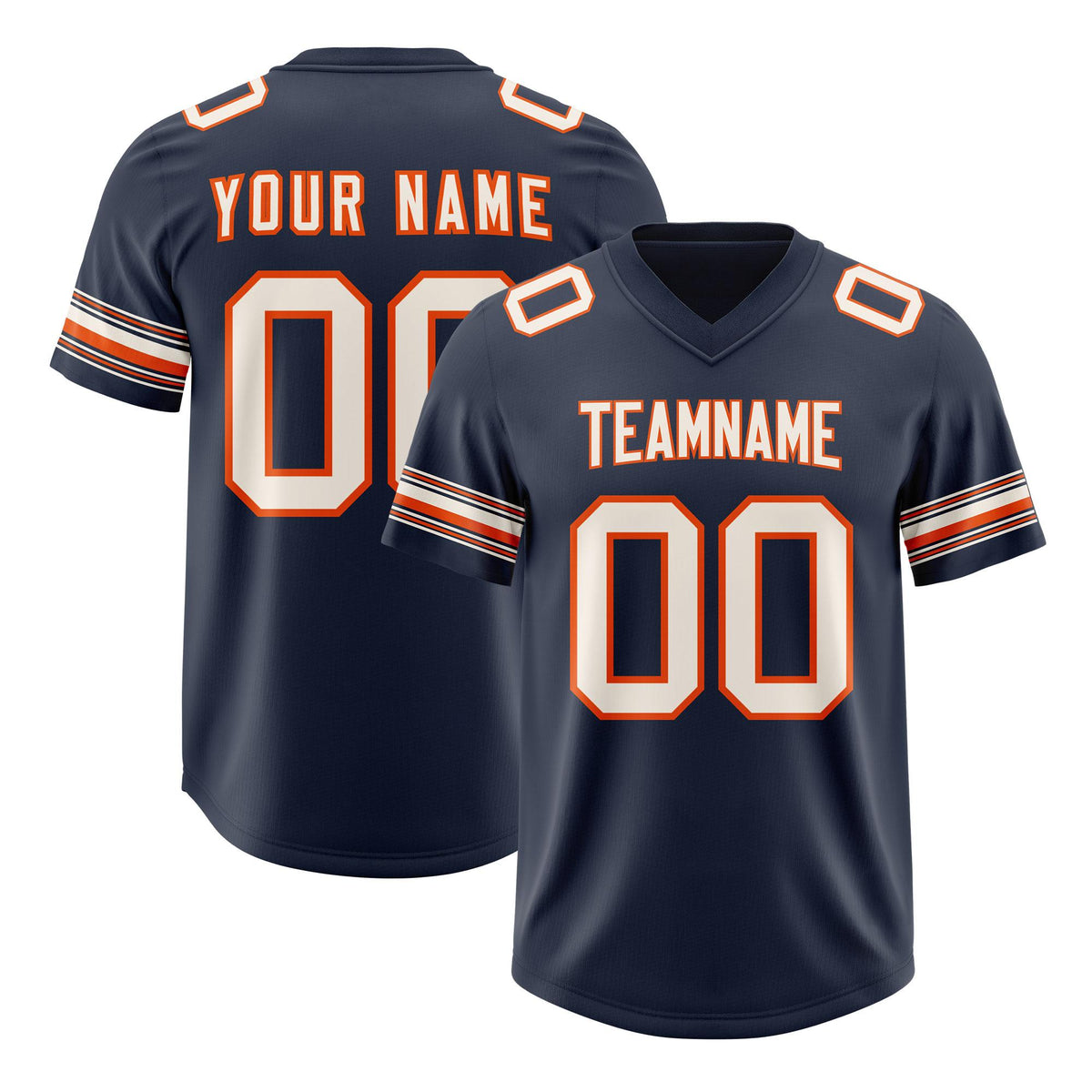 Custom Navy Cream Retro Personalized Sleeve Line Authentic American Football Jersey