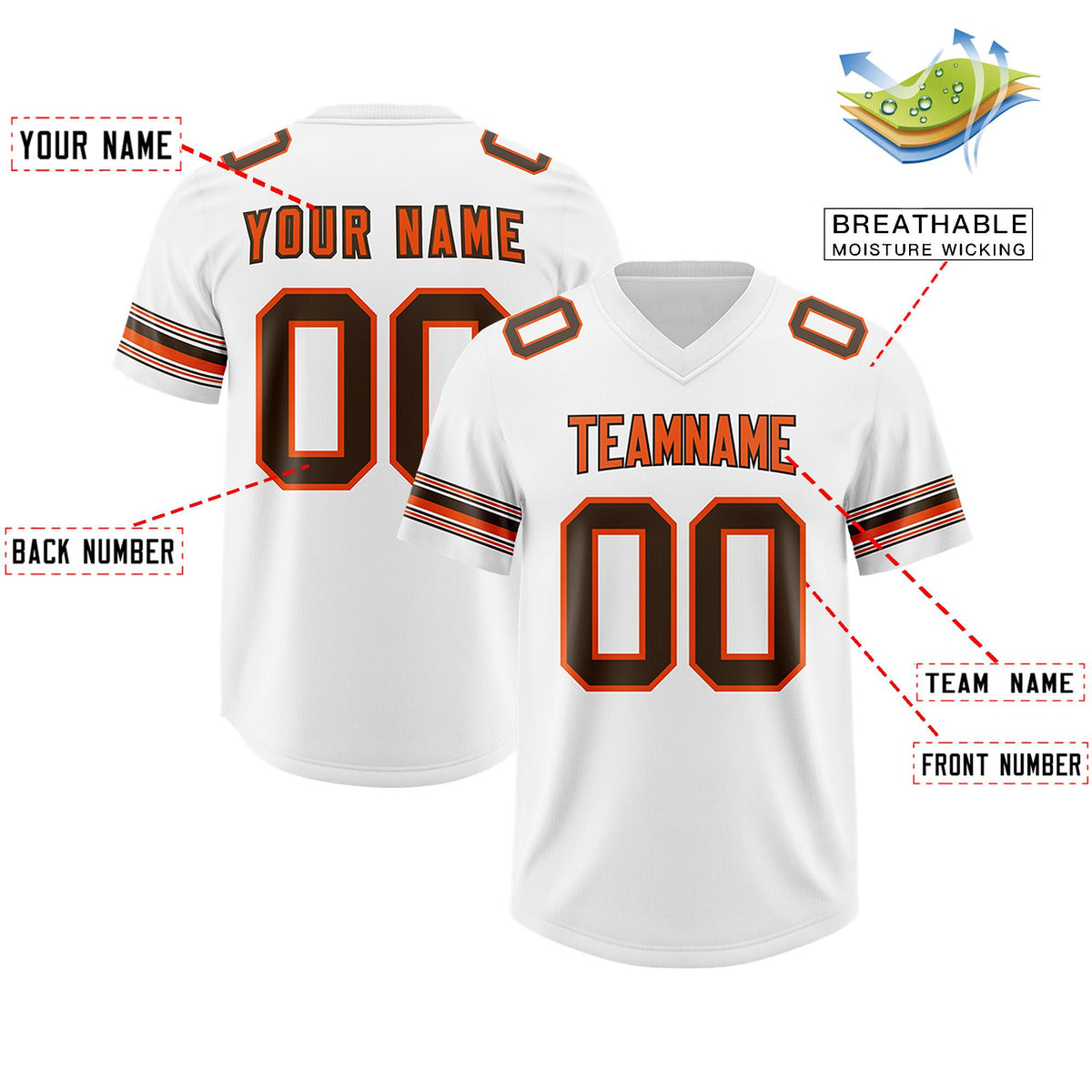 Custom White Brown Retro Personalized Sleeve Line Authentic American Football Jersey
