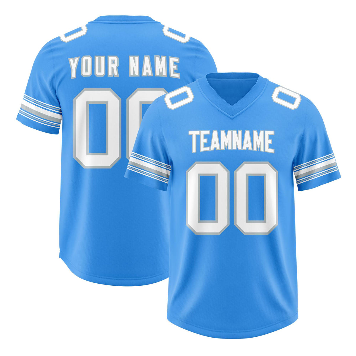 Custom Powder Blue White Retro Personalized Sleeve Line Authentic American Football Jersey