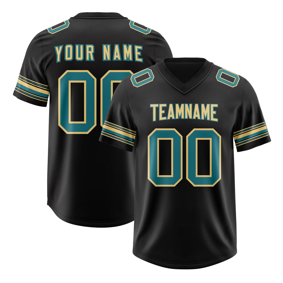 Custom Black Aqua Retro Personalized Sleeve Line Authentic American Football Jersey
