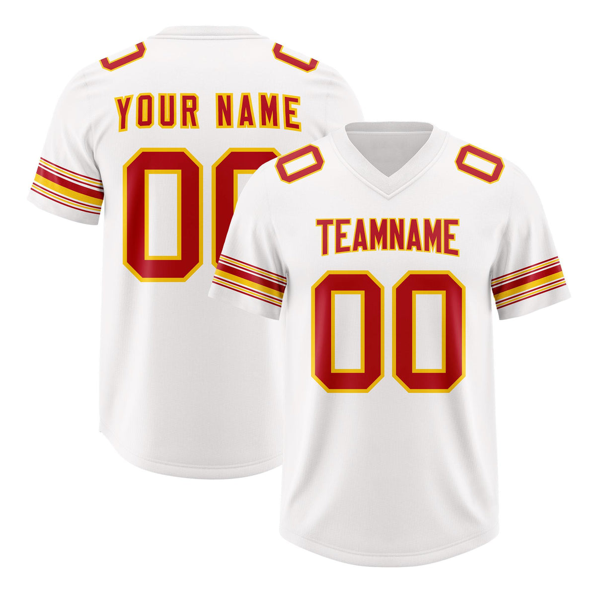 Custom White Red Retro Personalized Sleeve Line Authentic American Football Jersey