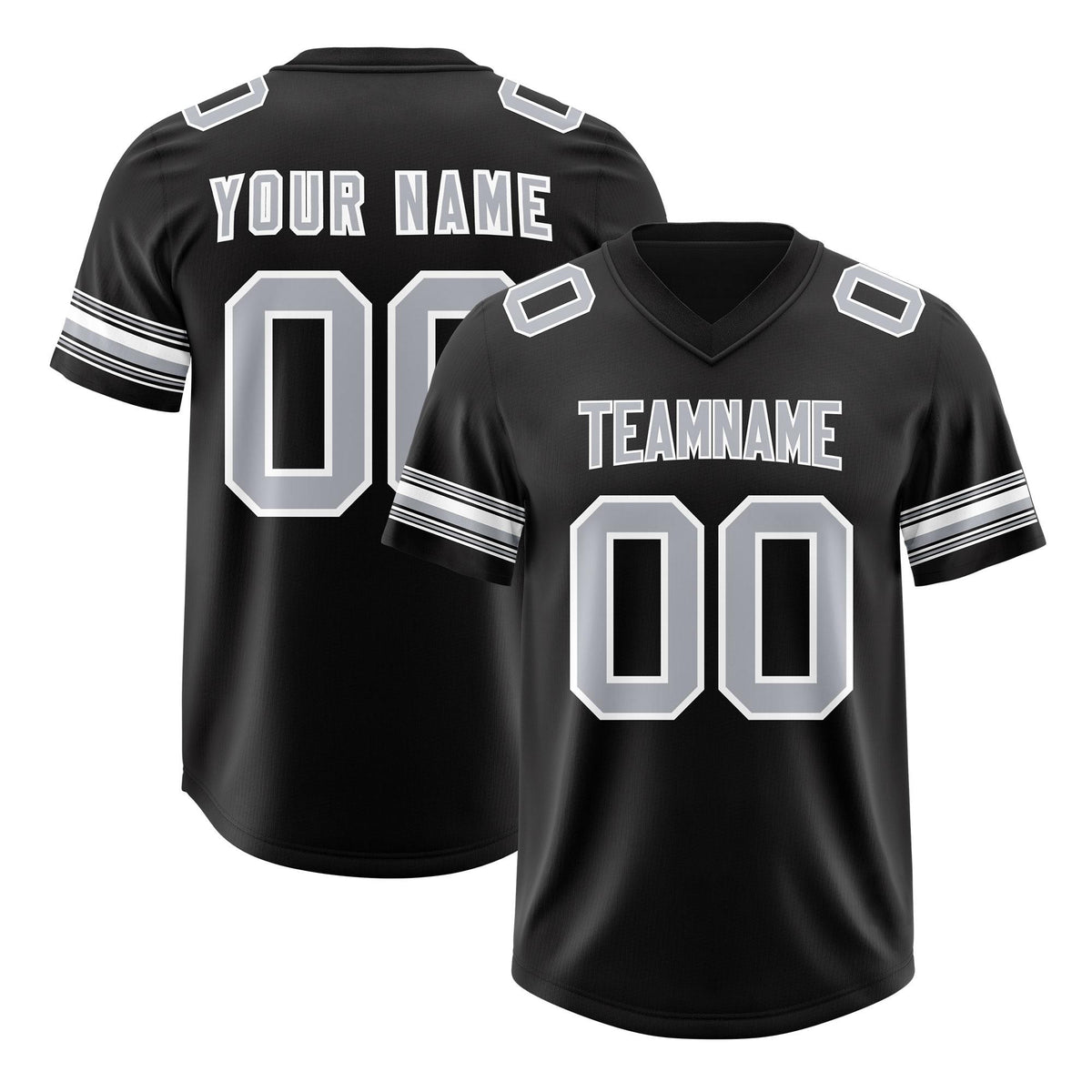 Custom Black Silver Retro Personalized Sleeve Line Authentic American Football Jersey