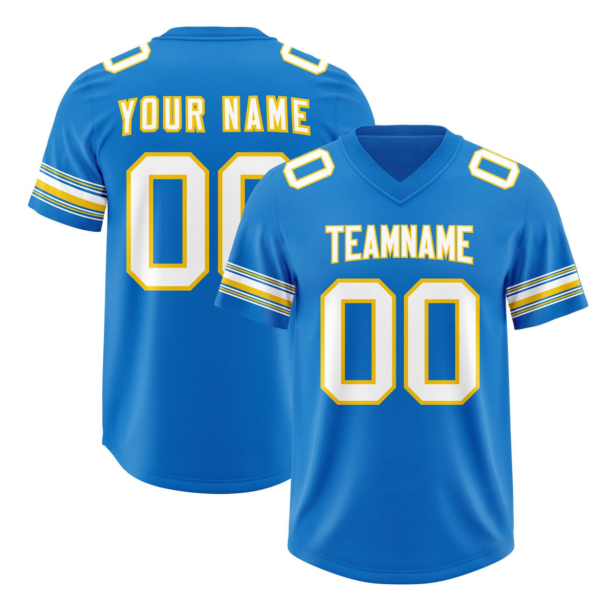 Custom Powder Blue White Retro Personalized Sleeve Line Authentic American Football Jersey