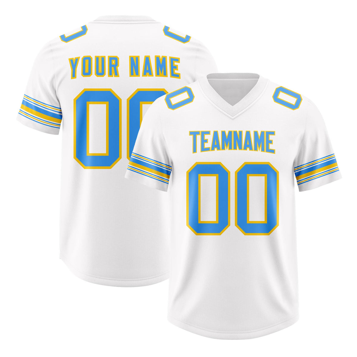 Custom White Powder Blue Retro Personalized Sleeve Line Authentic American Football Jersey
