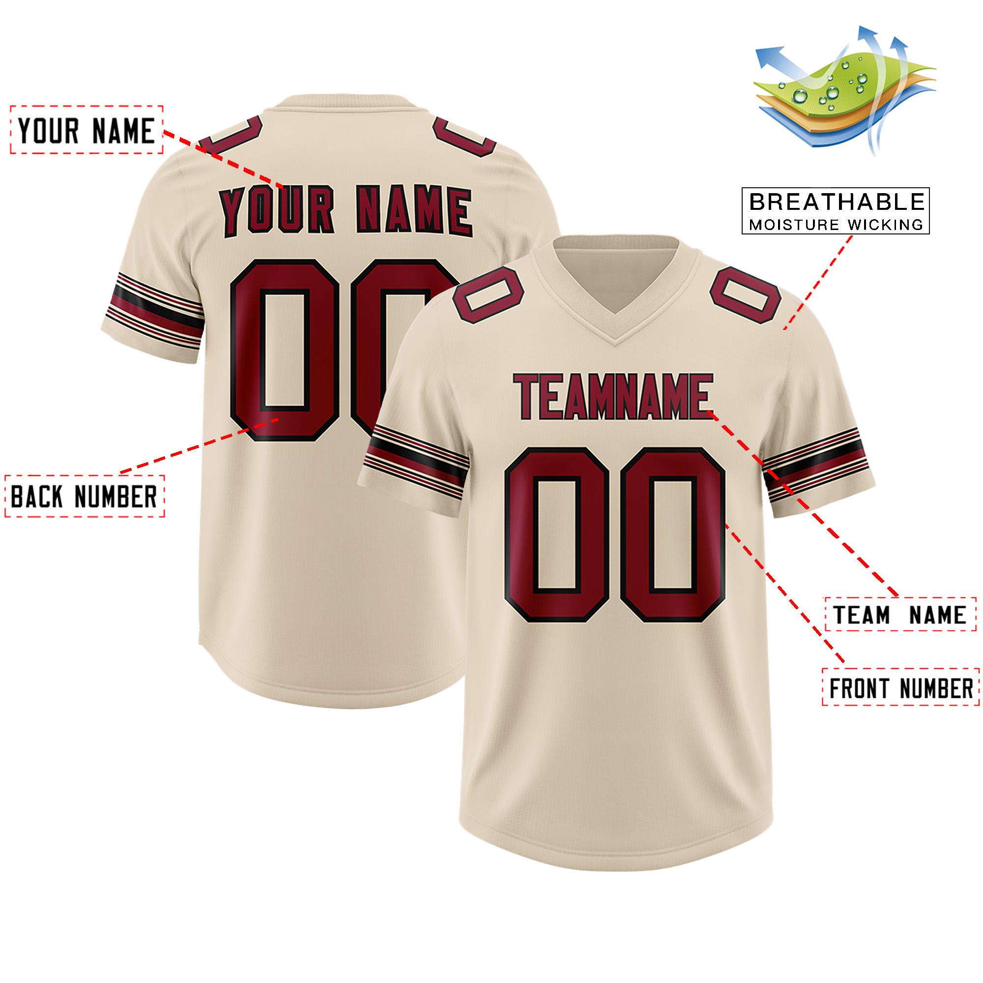 Custom Cream Red Retro Personalized Sleeve Line Authentic American Football Jersey