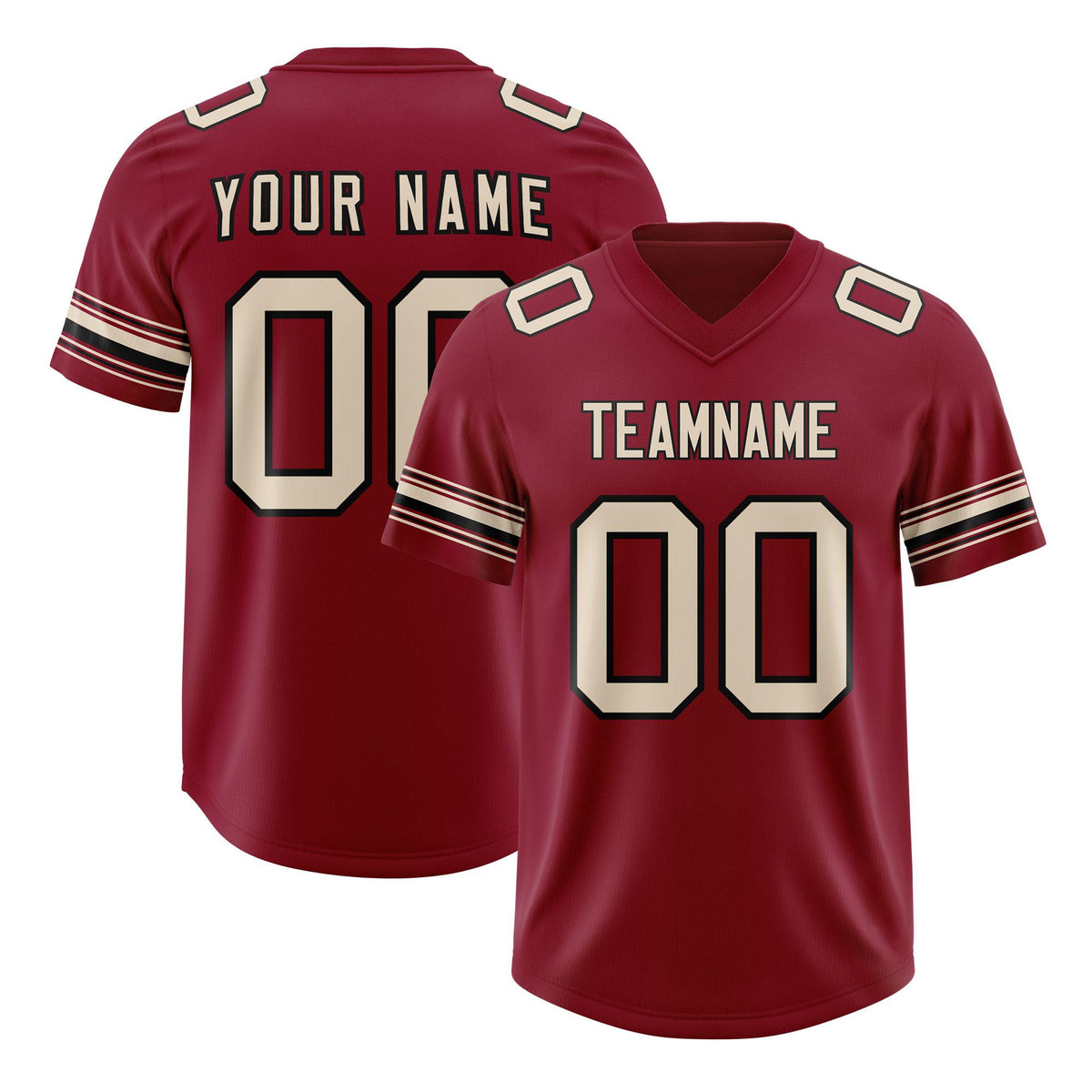 Custom Red Cream Retro Personalized Sleeve Line Authentic American Football Jersey