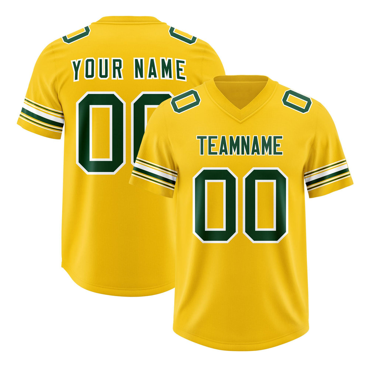 Custom Gold Green Retro Personalized Sleeve Line Authentic American Football Jersey