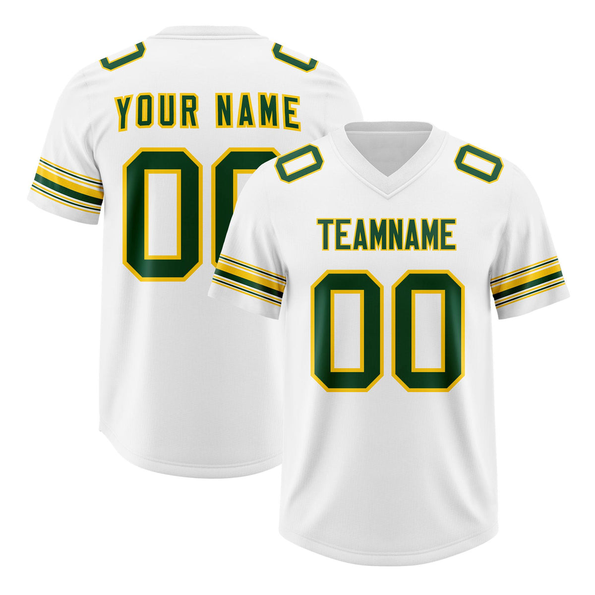 Custom White Green Retro Personalized Sleeve Line Authentic American Football Jersey