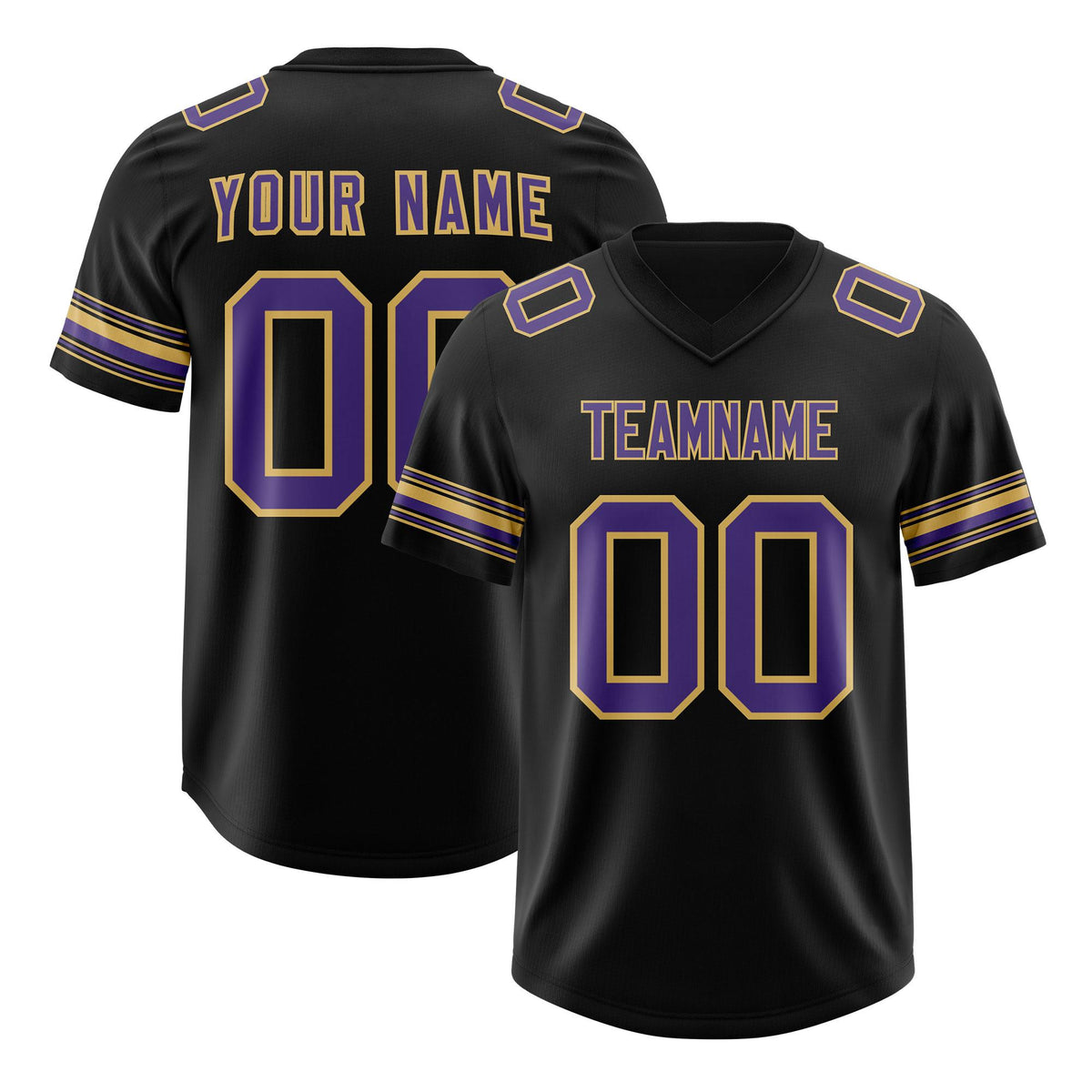 Custom Black Purple Retro Personalized Sleeve Line Authentic American Football Jersey