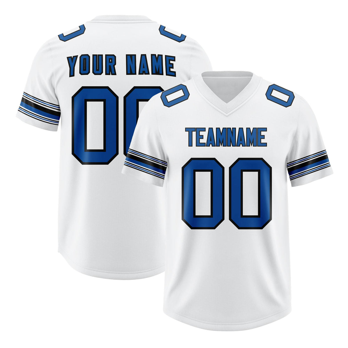 Custom White Royal Retro Personalized Sleeve Line Authentic American Football Jersey