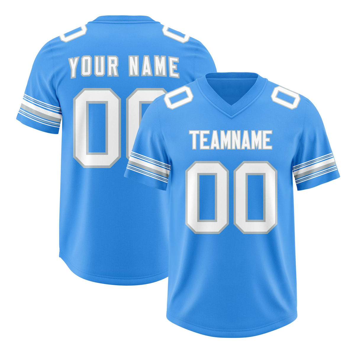 Custom Powder Blue White Retro Personalized Sleeve Line Authentic American Football Jersey