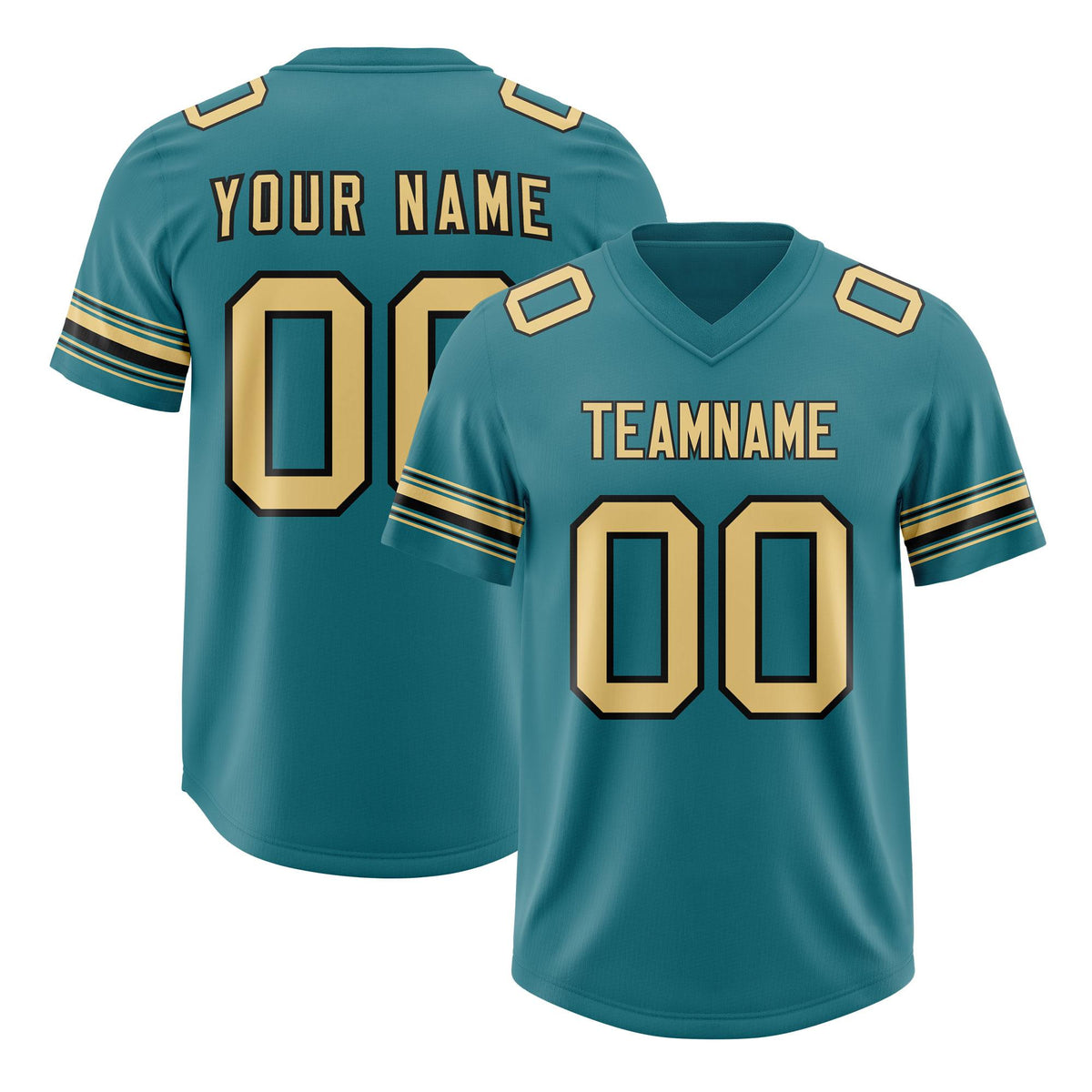 Custom Aqua Khaki Retro Personalized Sleeve Line Authentic American Football Jersey