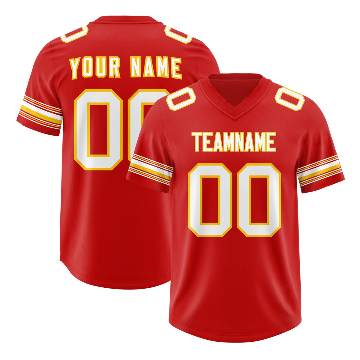 Custom Red White Retro Personalized Sleeve Line Authentic American Football Jersey