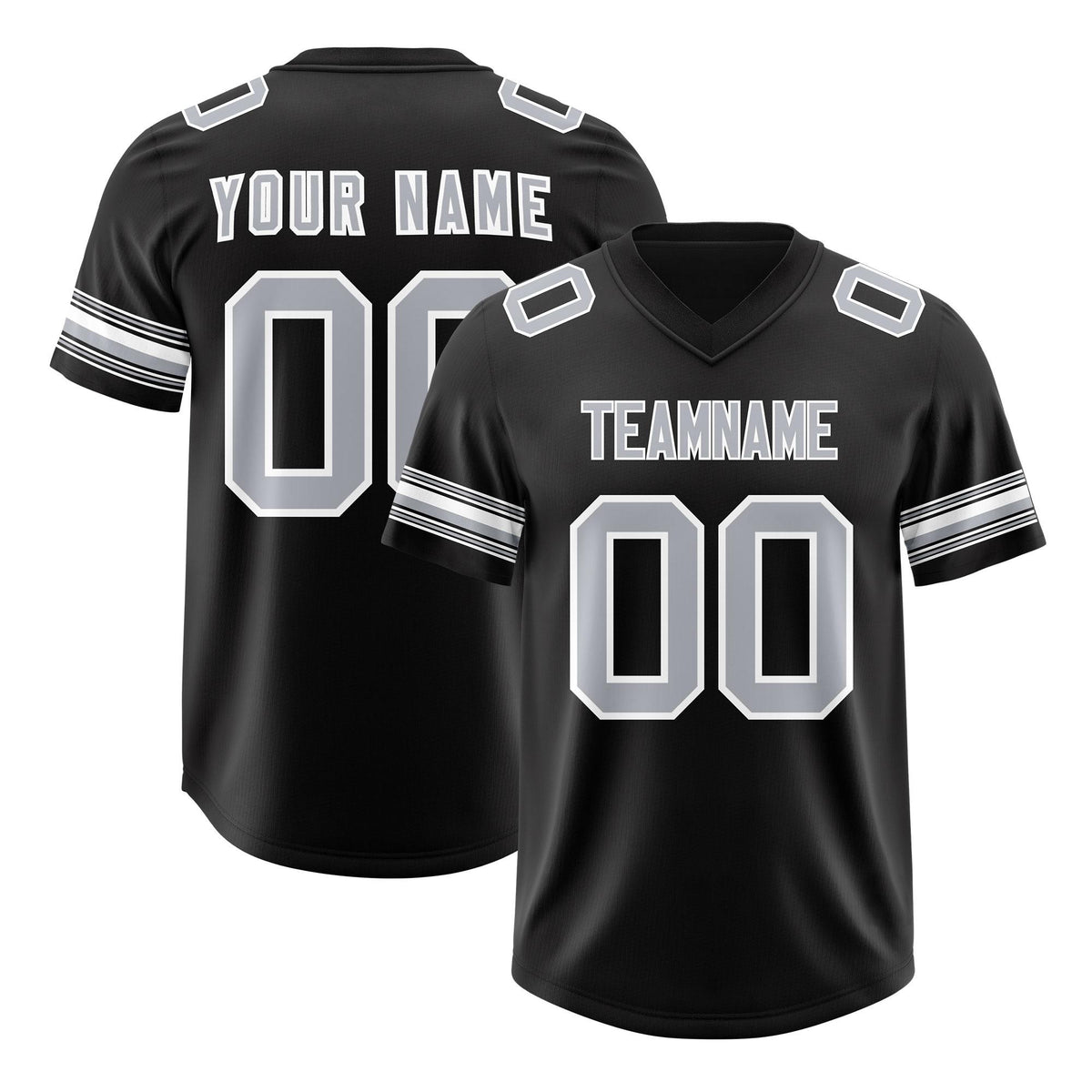 Custom Black Silver Retro Personalized Sleeve Line Authentic American Football Jersey