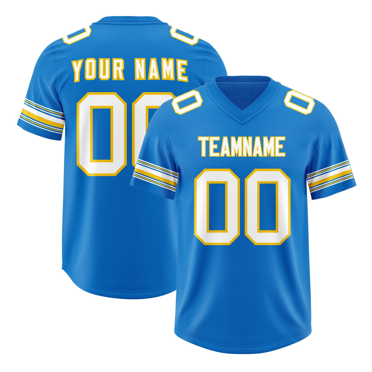 Custom Powder Blue White Retro Personalized Sleeve Line Authentic American Football Jersey