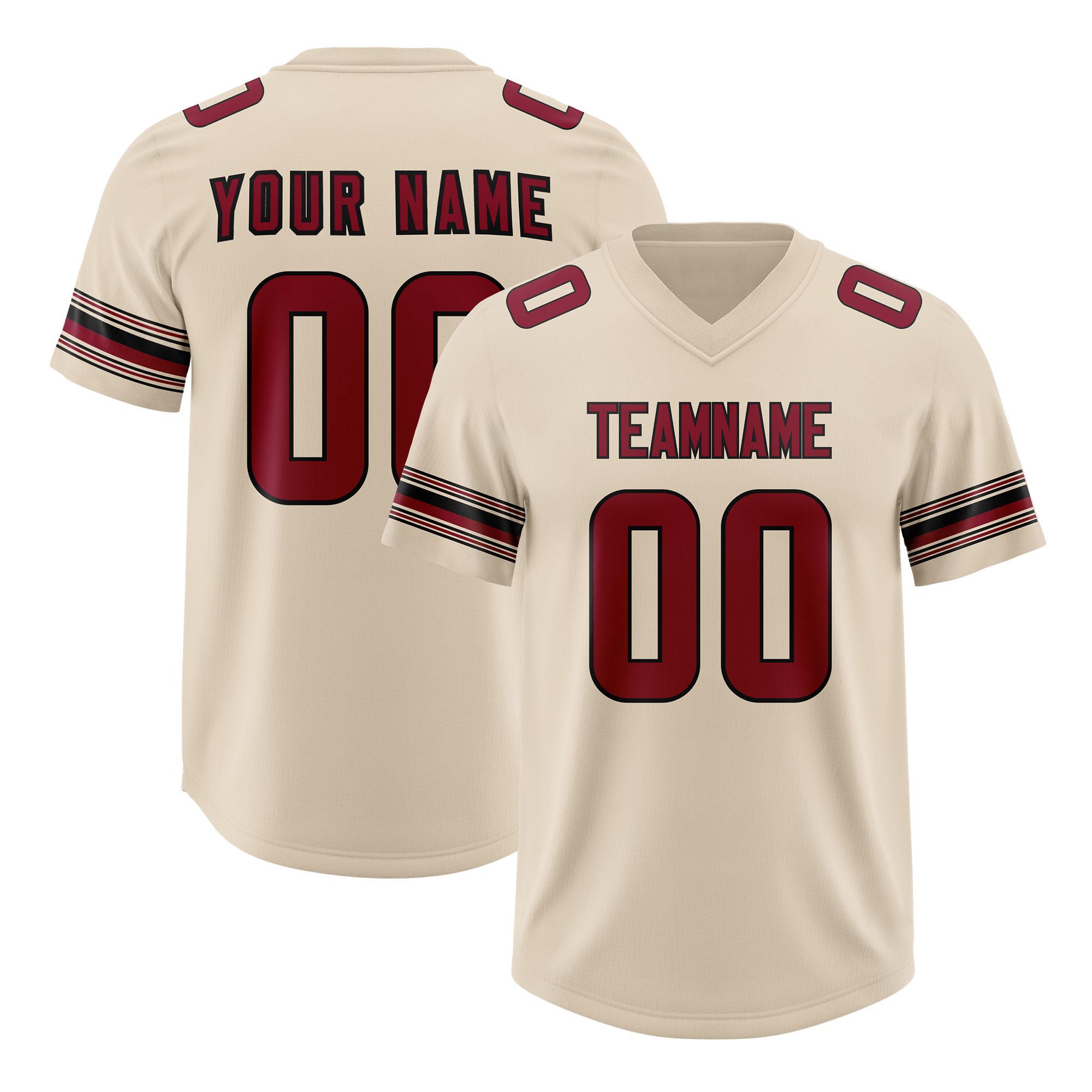 Custom Cream Red Retro Personalized Sleeve Line Authentic American Football Jersey