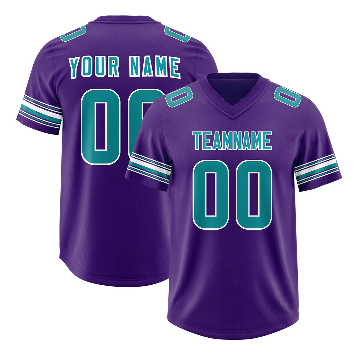 Custom Purple Aqua Retro Personalized Sleeve Line Authentic American Football Jersey