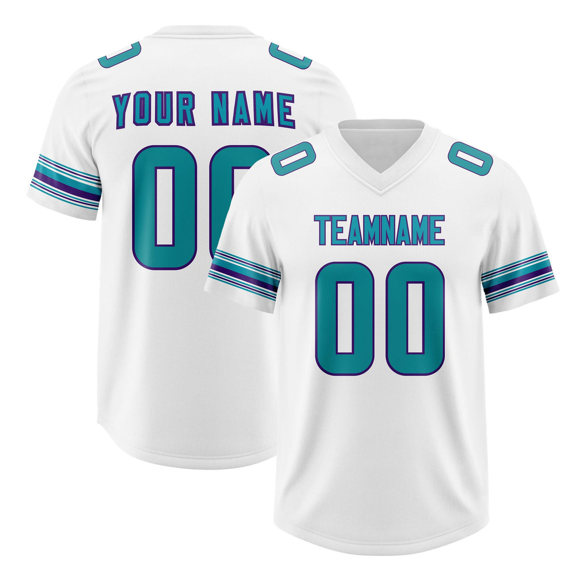 Custom White Aqua Retro Personalized Sleeve Line Authentic American Football Jersey