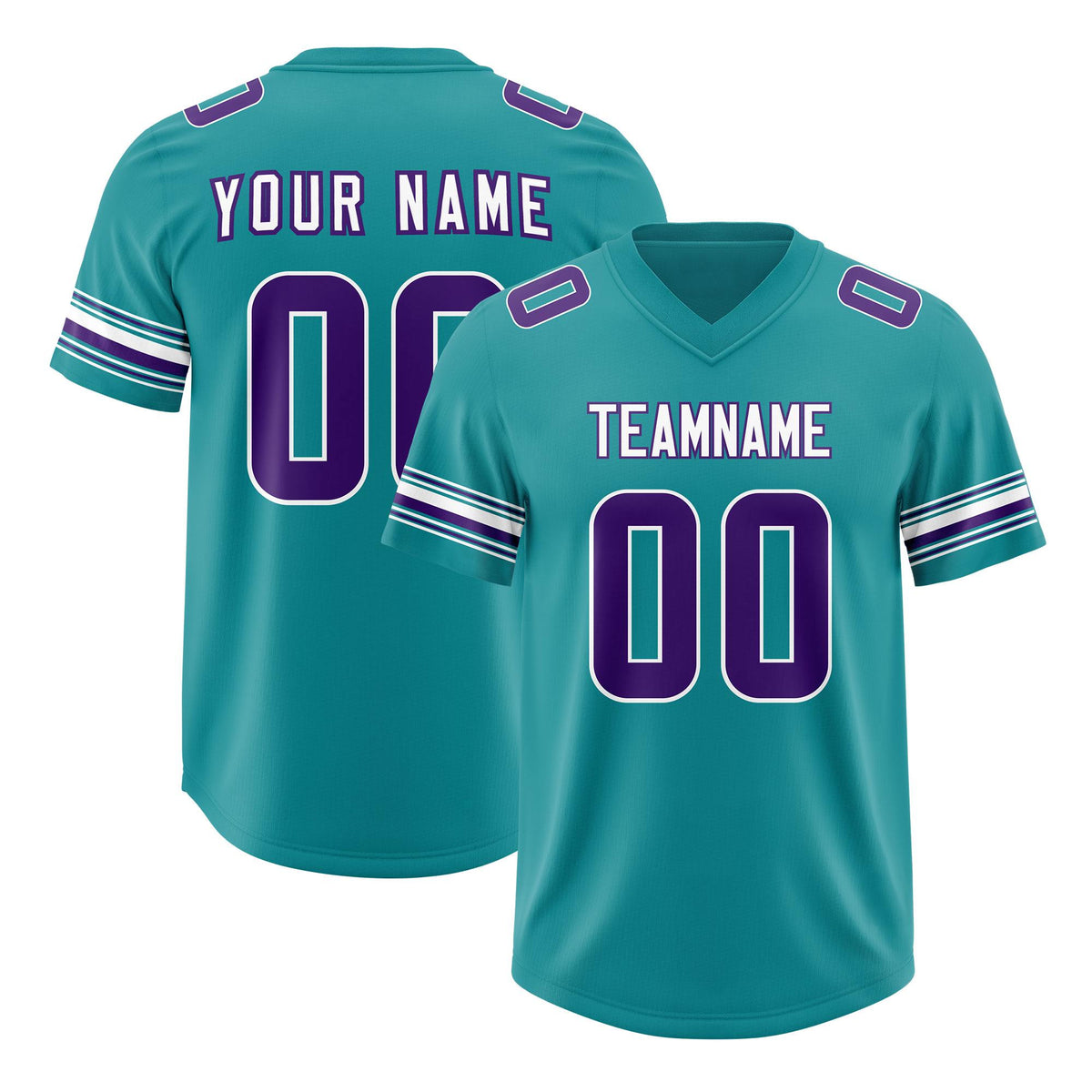 Custom Aqua Purple Retro Personalized Sleeve Line Authentic American Football Jersey