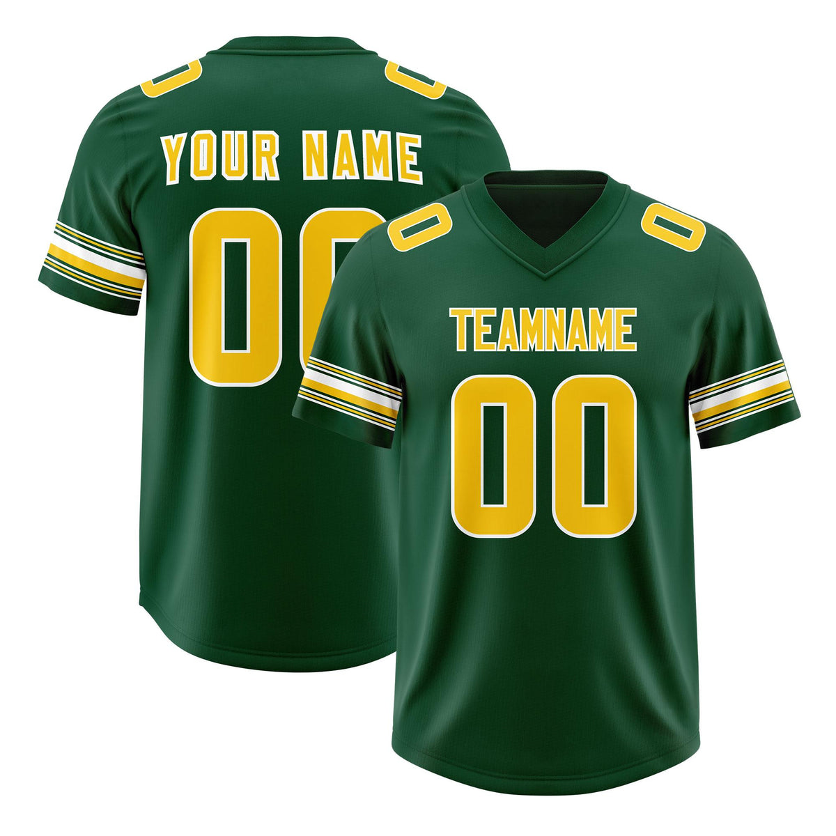 Custom Green Gold Retro Personalized Sleeve Line Authentic American Football Jersey