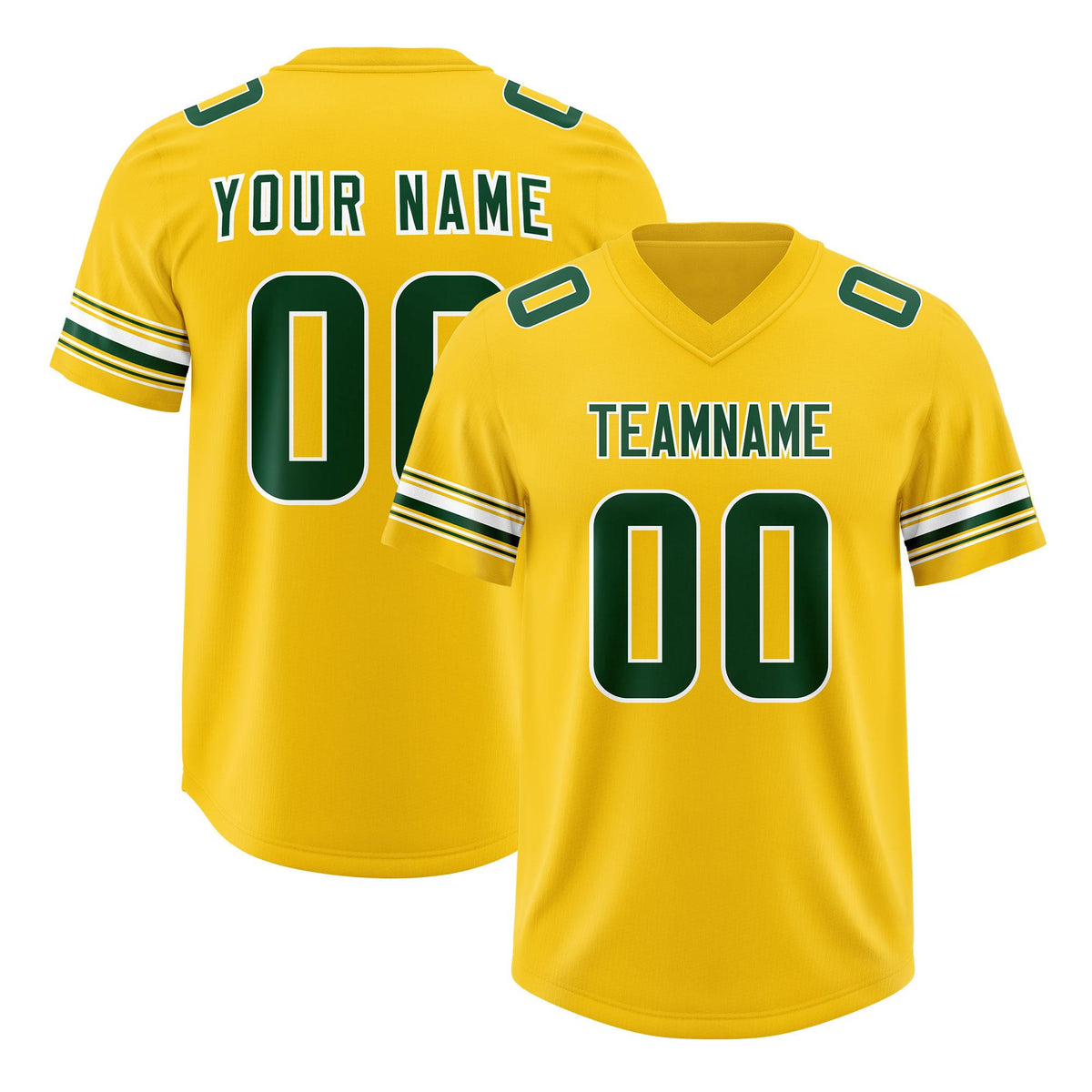 Custom Gold Green Retro Personalized Sleeve Line Authentic American Football Jersey