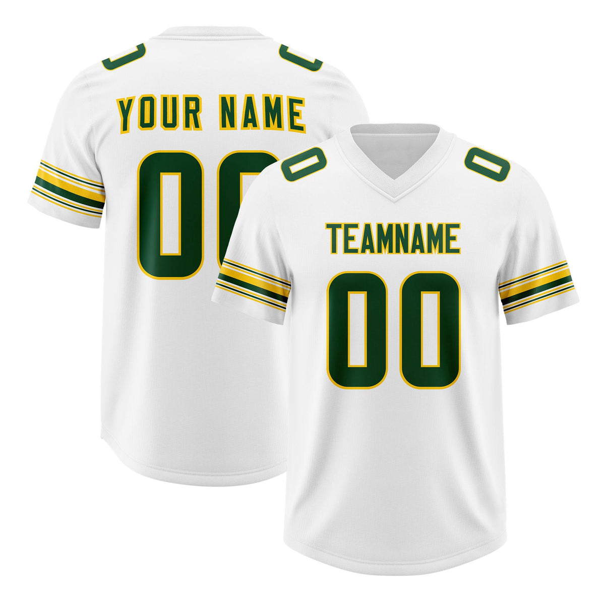 Custom White Green Retro Personalized Sleeve Line Authentic American Football Jersey