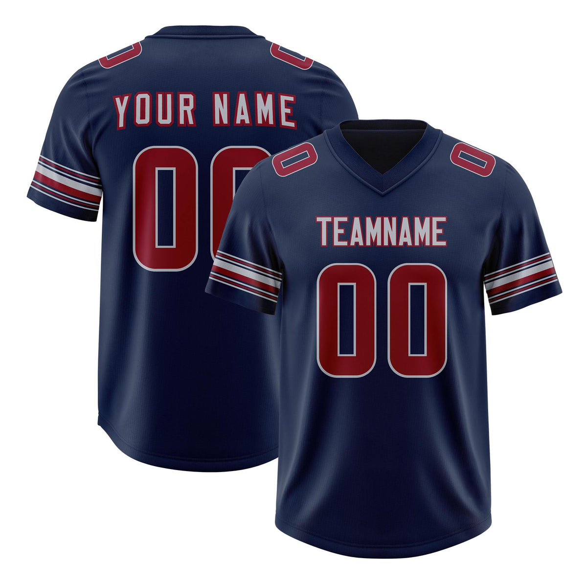 Custom Navy Red Retro Personalized Sleeve Line Authentic American Football Jersey