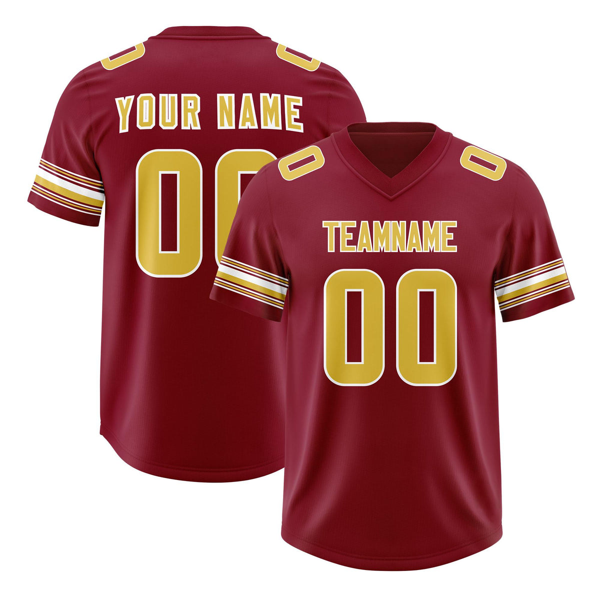 Custom Red Old Gold Retro Personalized Sleeve Line Authentic American Football Jersey