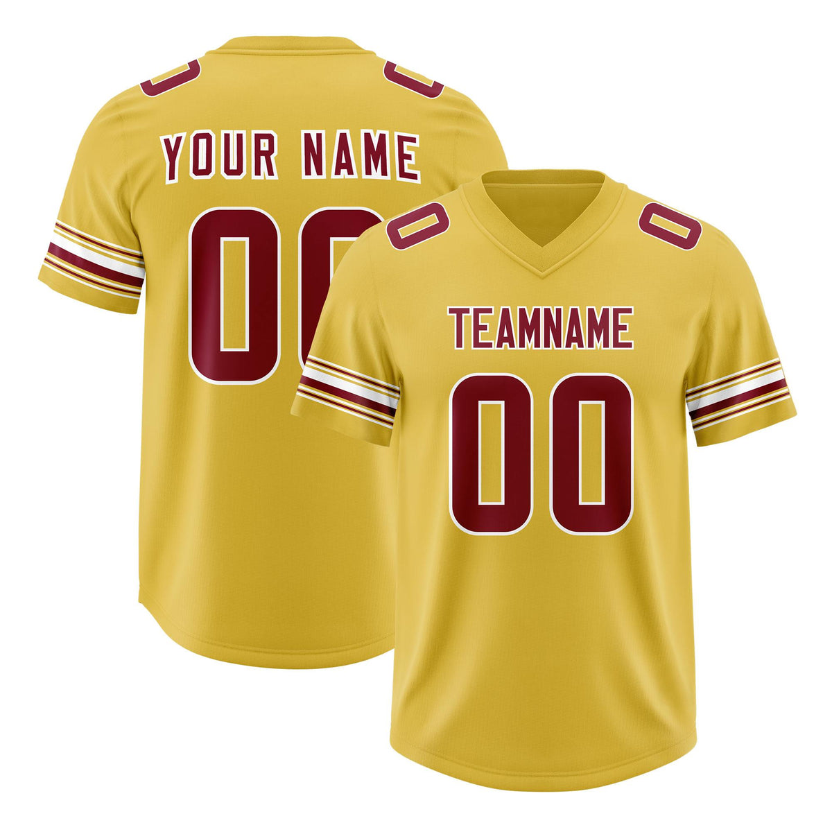Custom Old Gold Red Retro Personalized Sleeve Line Authentic American Football Jersey