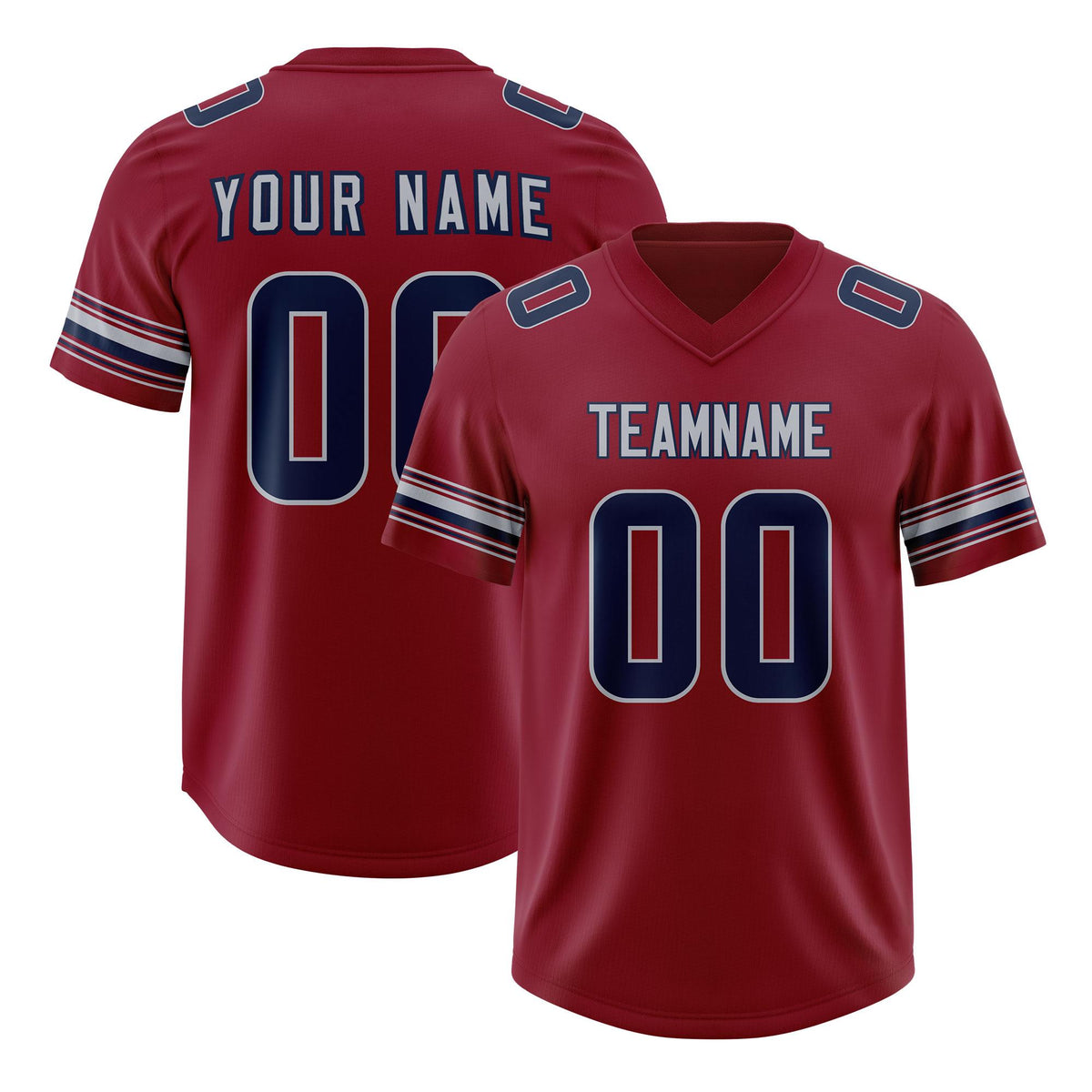 Custom Red Navy Retro Personalized Sleeve Line Authentic American Football Jersey