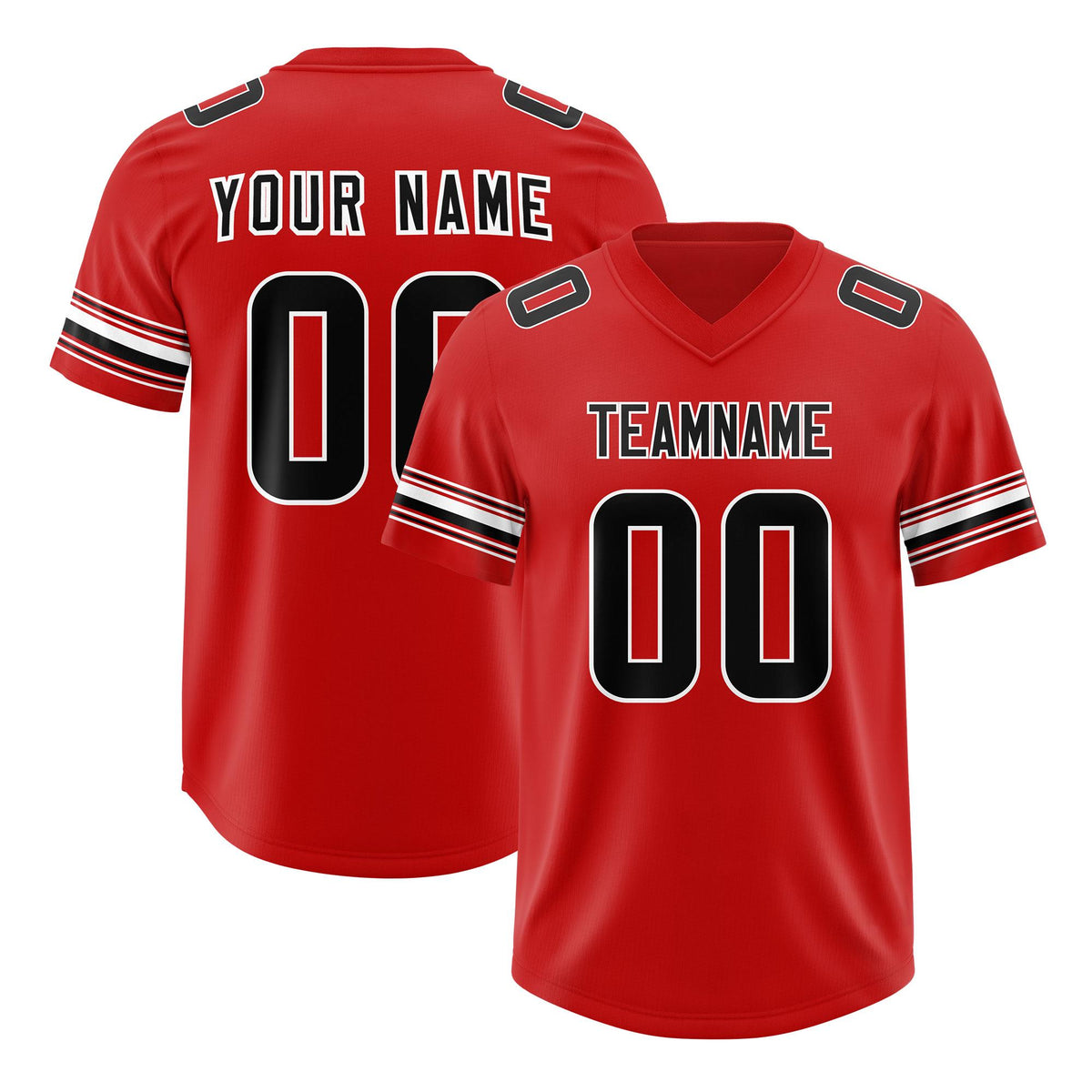 Custom Red Black Retro Personalized Sleeve Line Authentic American Football Jersey
