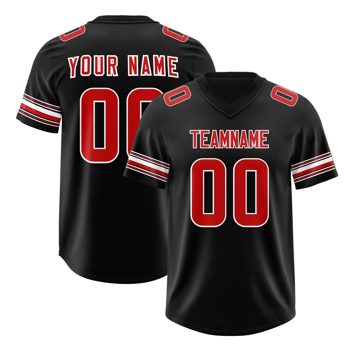 Custom Black Red Retro Personalized Sleeve Line Authentic American Football Jersey