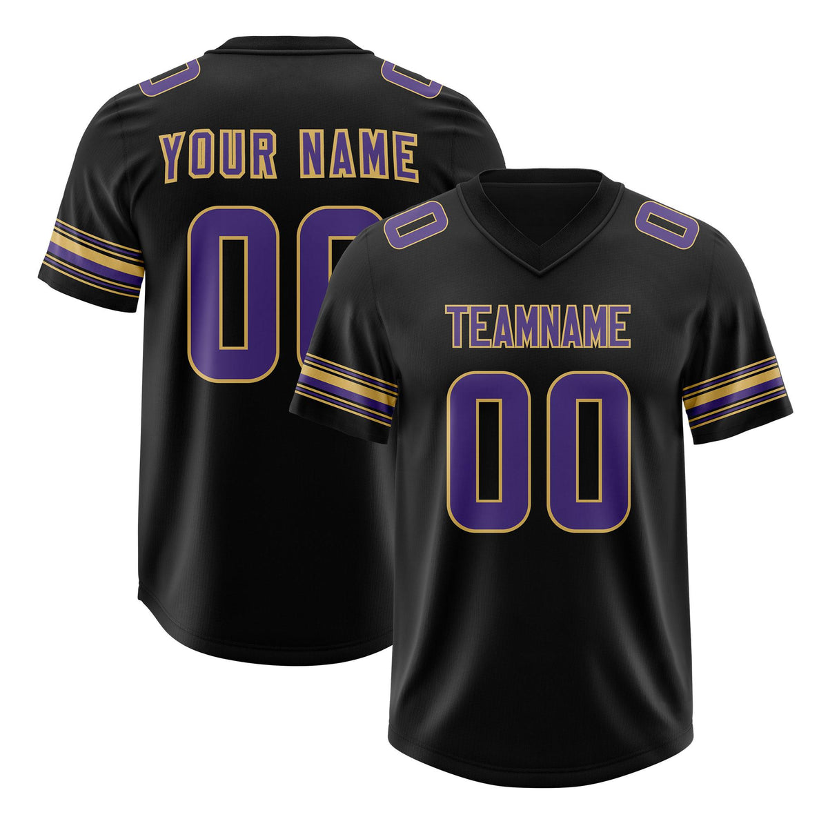 Custom Black Purple Retro Personalized Sleeve Line Authentic American Football Jersey