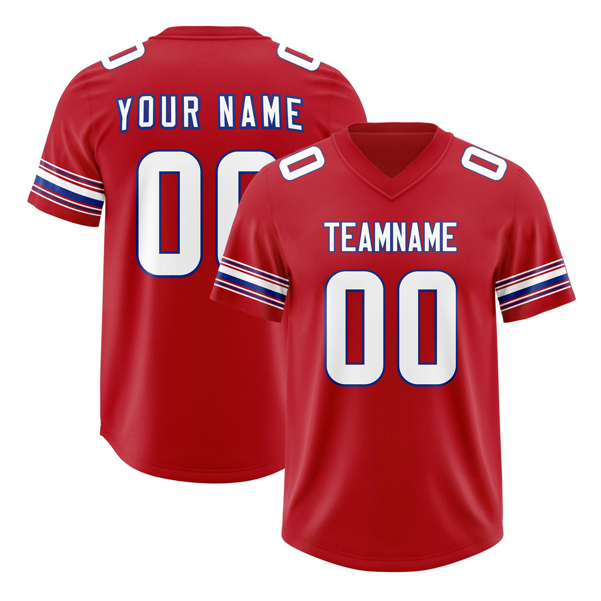 Custom Red White Retro Personalized Sleeve Line Authentic American Football Jersey