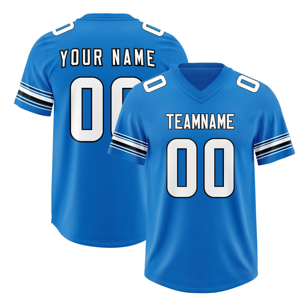 Custom Panther Blue White Retro Personalized Sleeve Line Authentic American Football Jersey