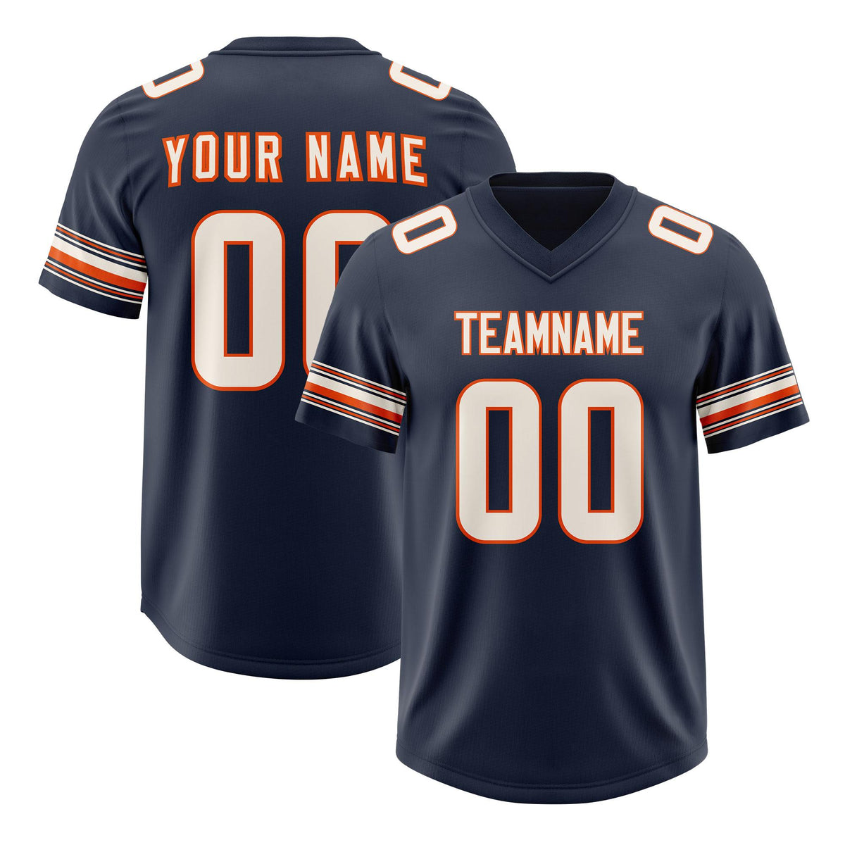 Custom Navy Cream Retro Personalized Sleeve Line Authentic American Football Jersey