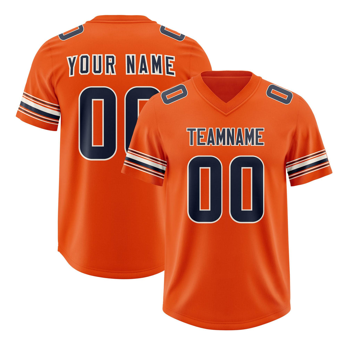 Custom Orange Navy Retro Personalized Sleeve Line Authentic American Football Jersey