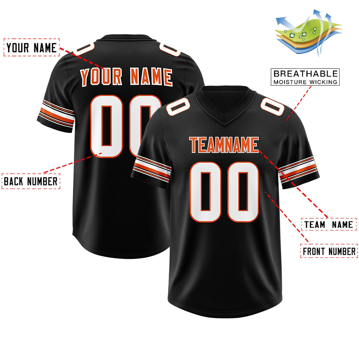 Custom Black White Retro Personalized Sleeve Line Authentic American Football Jersey