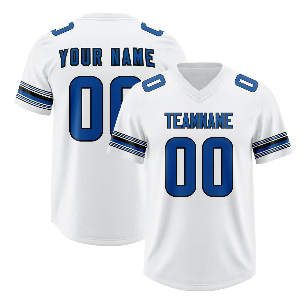 Custom White Royal Retro Personalized Sleeve Line Authentic American Football Jersey
