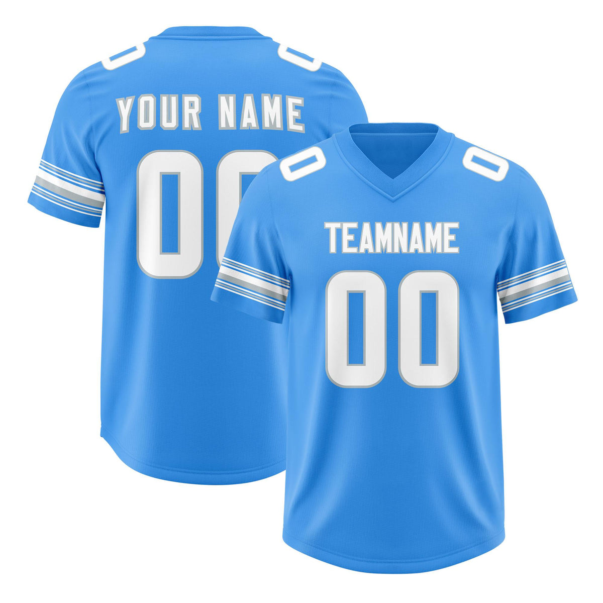 Custom Powder Blue White Retro Personalized Sleeve Line Authentic American Football Jersey